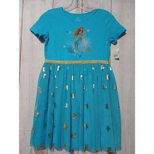 Disney Dress Girls Extra Large Little Mermaid Blue‎ Gold Stars Tulle Skirt